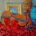 Violin with Red Goblets