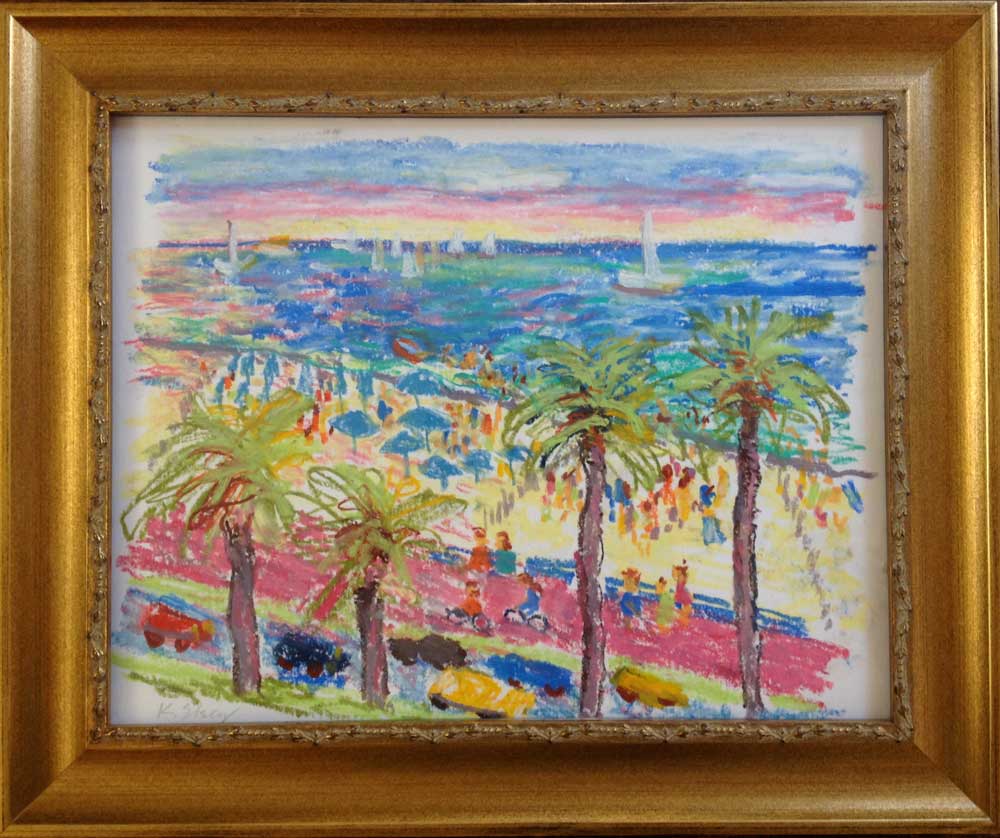 Mediterranean Beach Painting Mediterranean Sunset with Palms