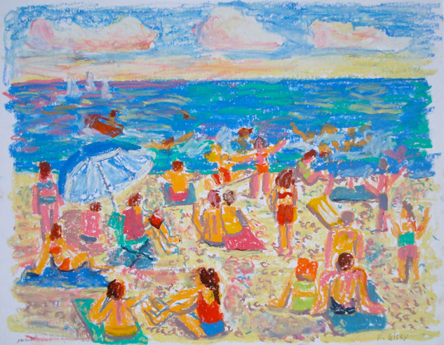 Kathleen Elsey Artist Mediterranean Beach at Sunset 