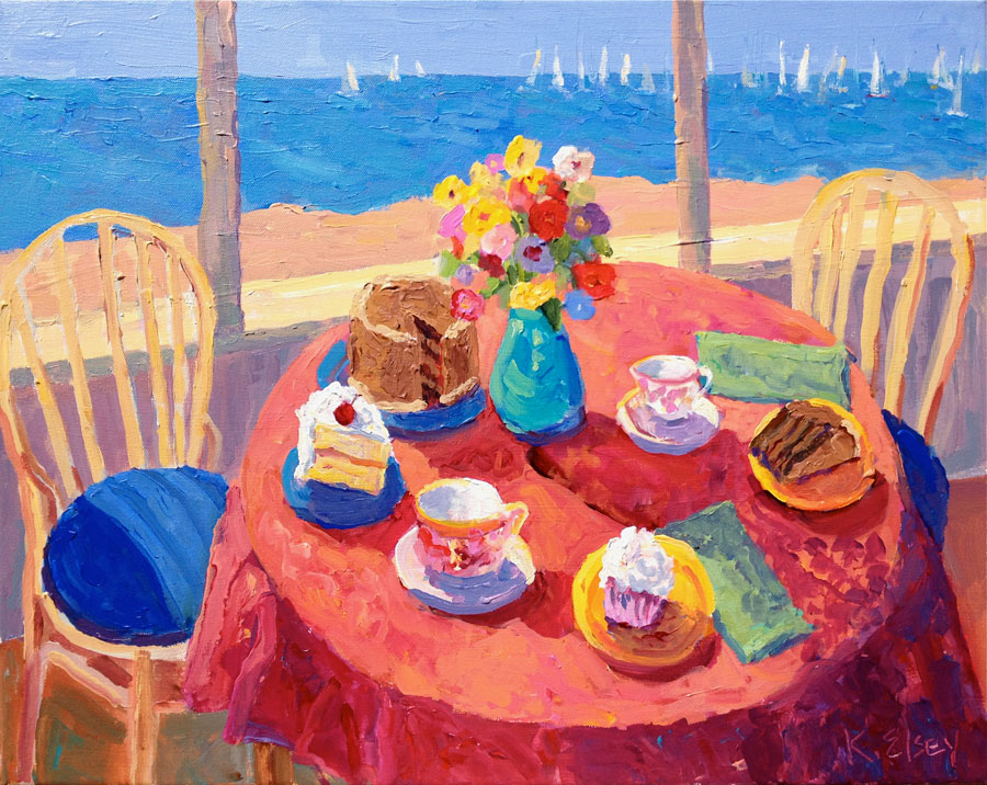 Kathleen Elsey Paintings Workshop Santa Barbara paintings California Beach Cake