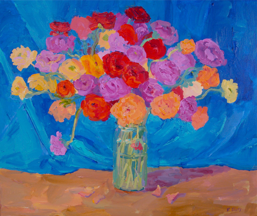 Kathleen Elsey Bouquet of Ranunculus Painting Workshop