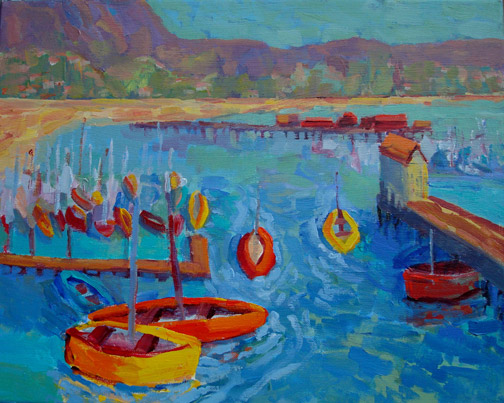 Kathleen Elsey Painting Workshop Santa Barbara Artist Above old harbor California painting workshops
