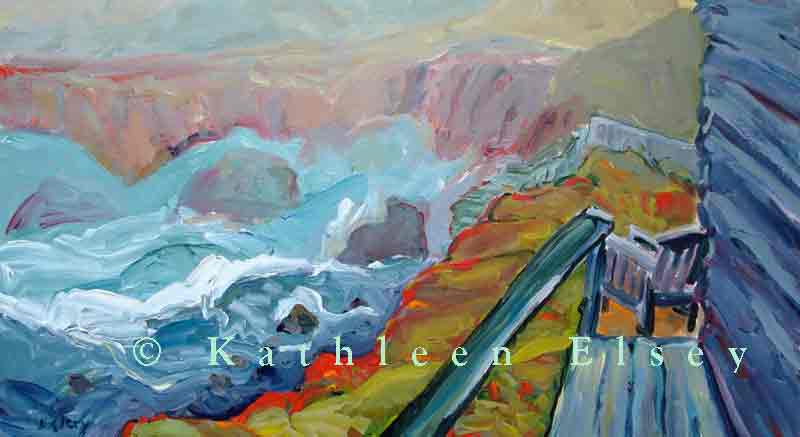 Kathleen Elsey paintings Beach Pink Fog Morning