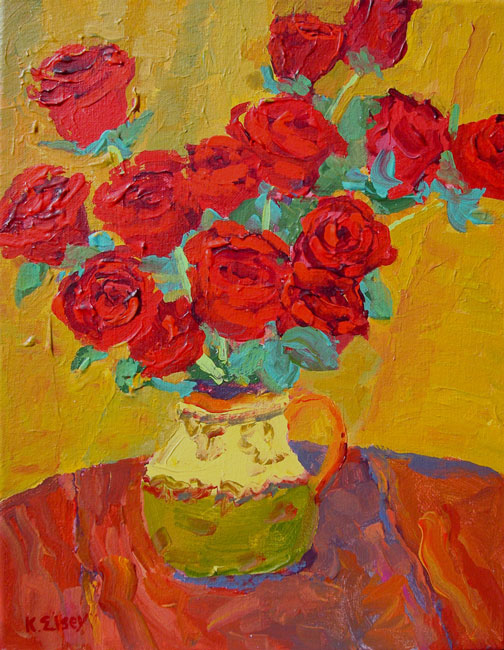 Kathleen Elsey painting workshop Santa Barbara Roses are Red