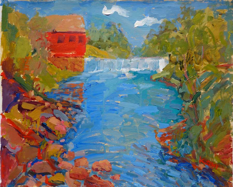 Kathleen Elsey painting Cuyahoga Falls River painting workshops Cuyahoga river restoration