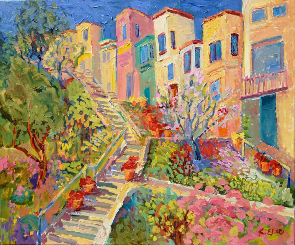Kathleen Elsey Painting Steps of San Francisco Telegraph Hill
