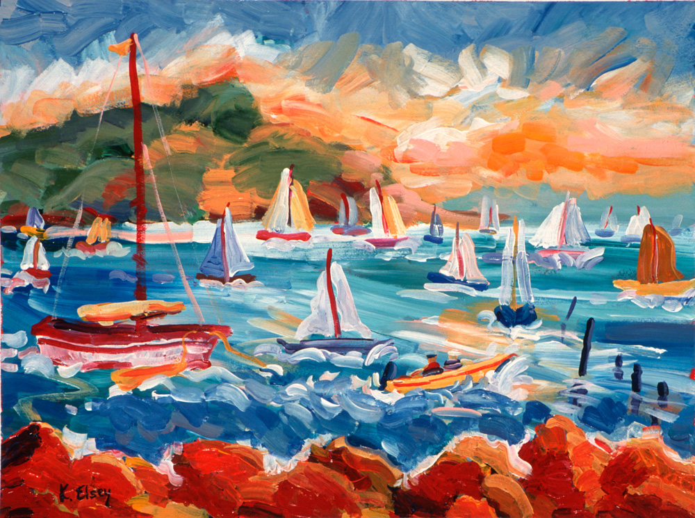 Kathleen Elsey Painting workshops California Acrylic Painting Workshops Acrylic Paintings Sausalito Sailboats