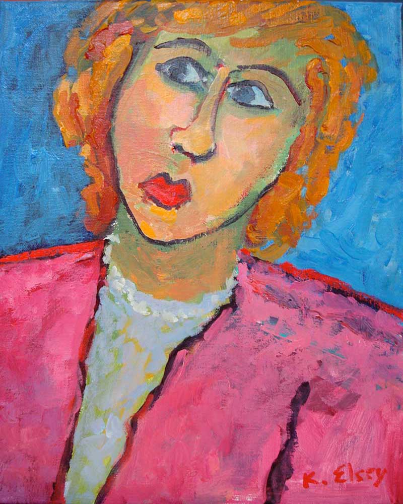 Kathleen Elsey self portrait painting Modigliani