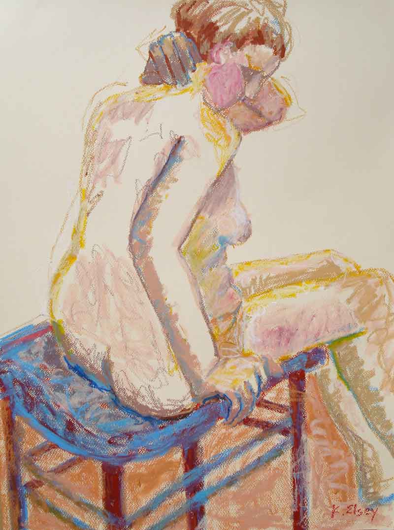 Fauve painting Woman Hands folded neck
