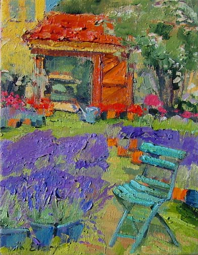 Kathleen-Elsey-Paintings-Catherine's Garden with Chair