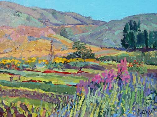 Kathleen Elsey paintings workshops California paintings, California fauve Green Gulch, Summer