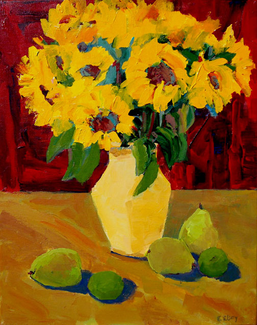 Sunflowers Red Curtain