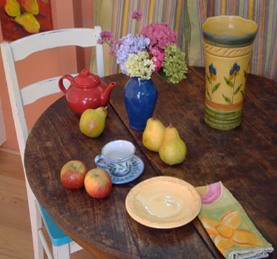 Kathleen Elsey Painting Workshop Red Tea Pot Set